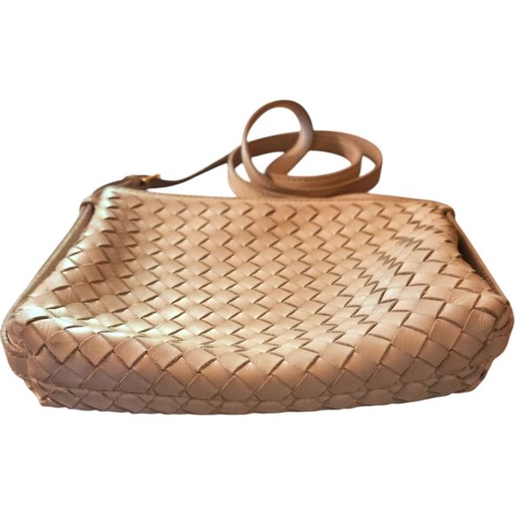 J. Crew The Puff Woven Crossbody Bag in Handwoven Leather in Greige 9" x 7" x 2" - Picture 5 of 10